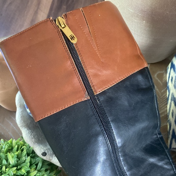 Tommy Hilfiger Camel Brown & Black Riding Boots Women Size 8 - Picture 3 of 10